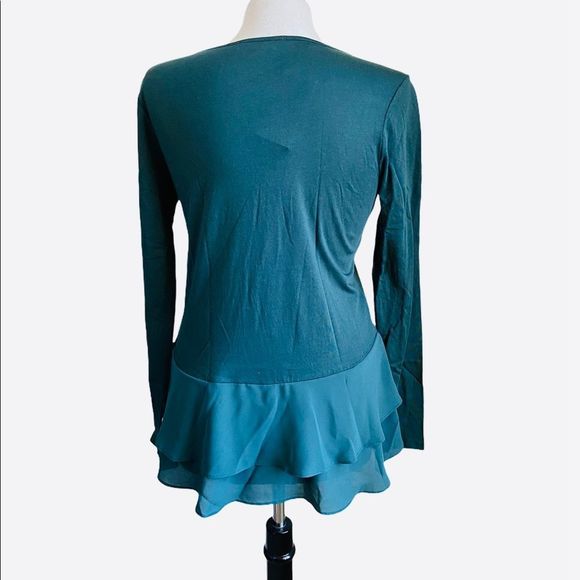 Michael Michael Kors Emeral Green Scoop Neck Tiered‎ Hem  Top Blouse - Picture 2 of 10